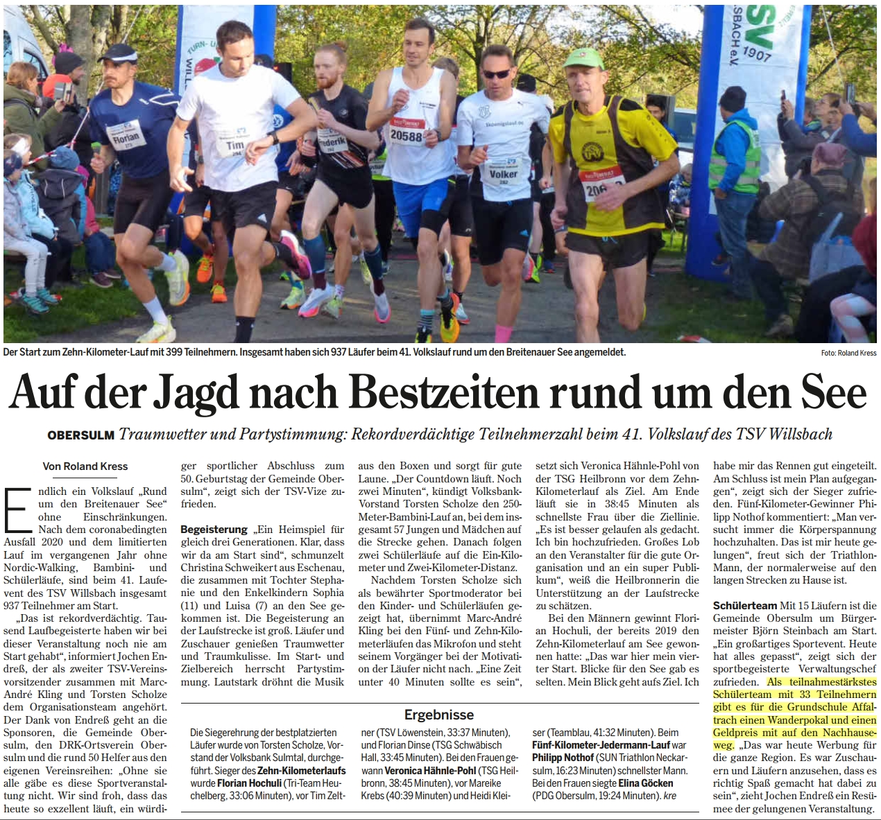 Zeitungsartikel der Heibronner Stimme vom 7.11.22